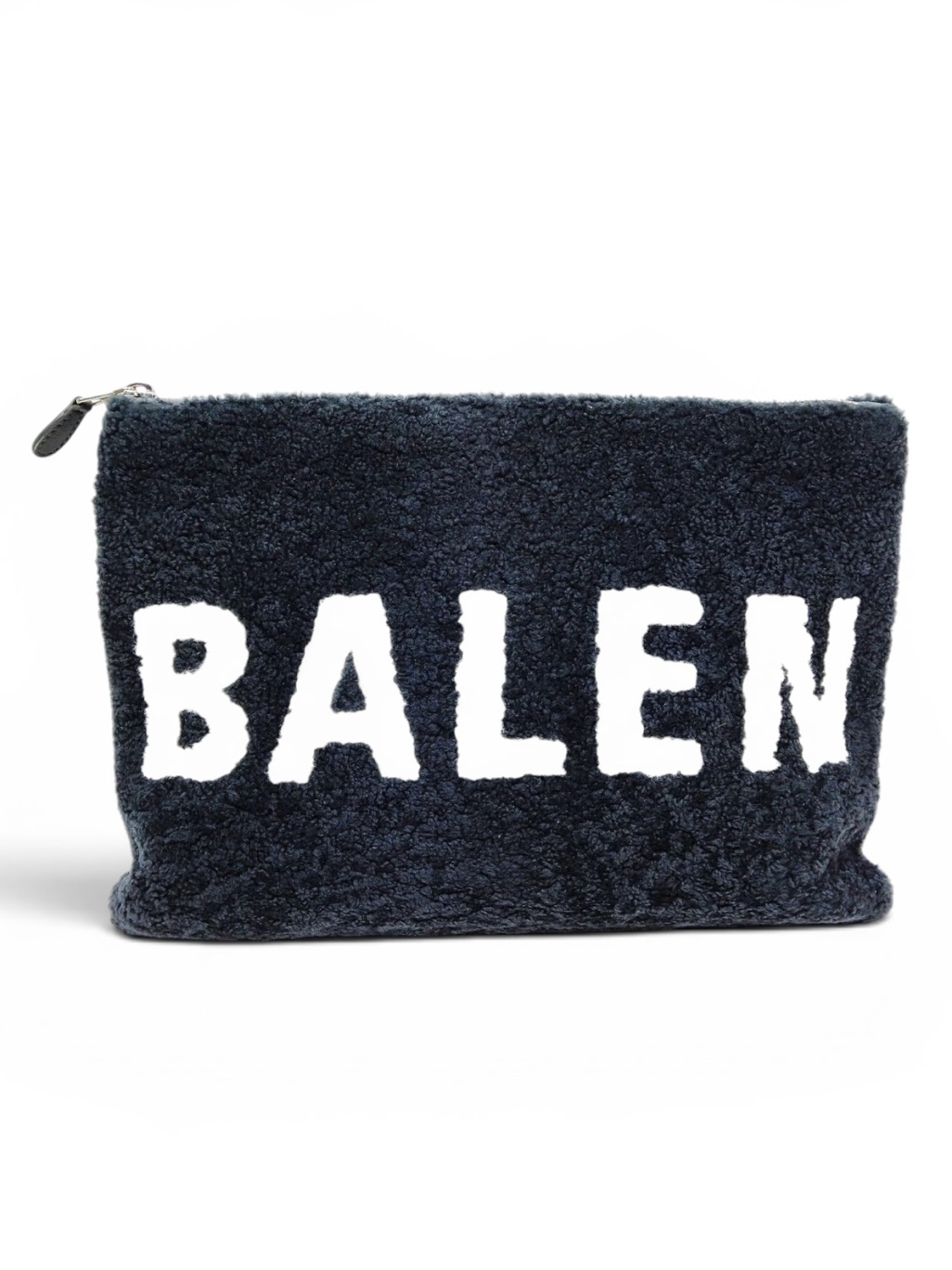 Balenciaga Black Leather Logo Pouch With Silver Stamp
